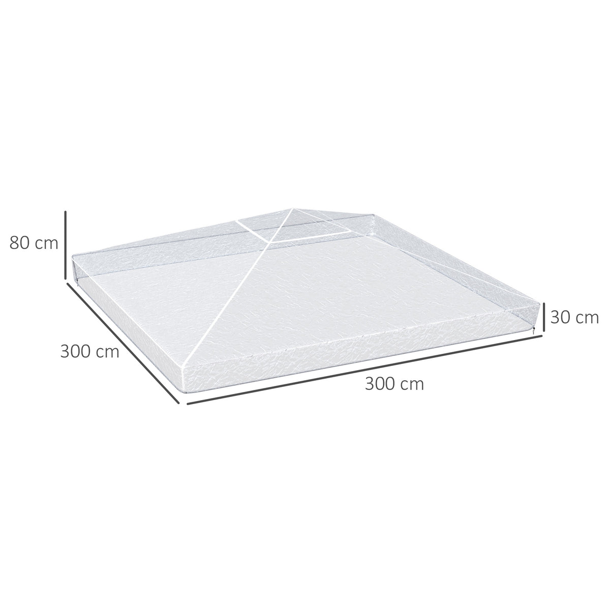 Pavilion cover 3x3m, waterproof, stable, winterproof protective cover, pavilion roof replacement cover for garden pavilion, replacement roof rain cover tarpaulin for garden tent, transparent