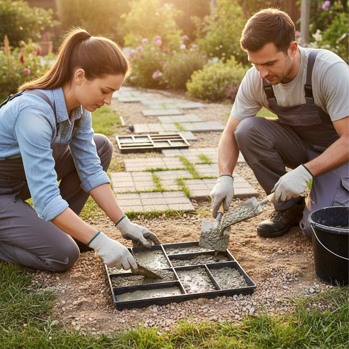 Paving Moulds Set, 40x40 cm, Reusable for Concrete