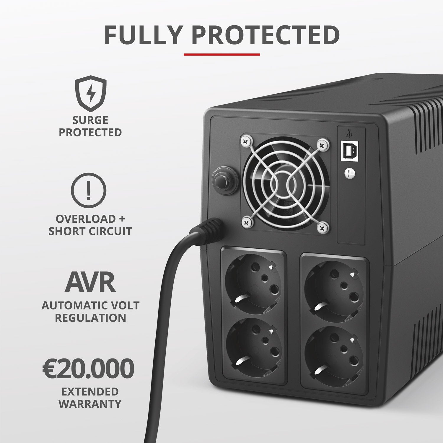 Paxxon 1500VA UPS 4 sockets Schuko