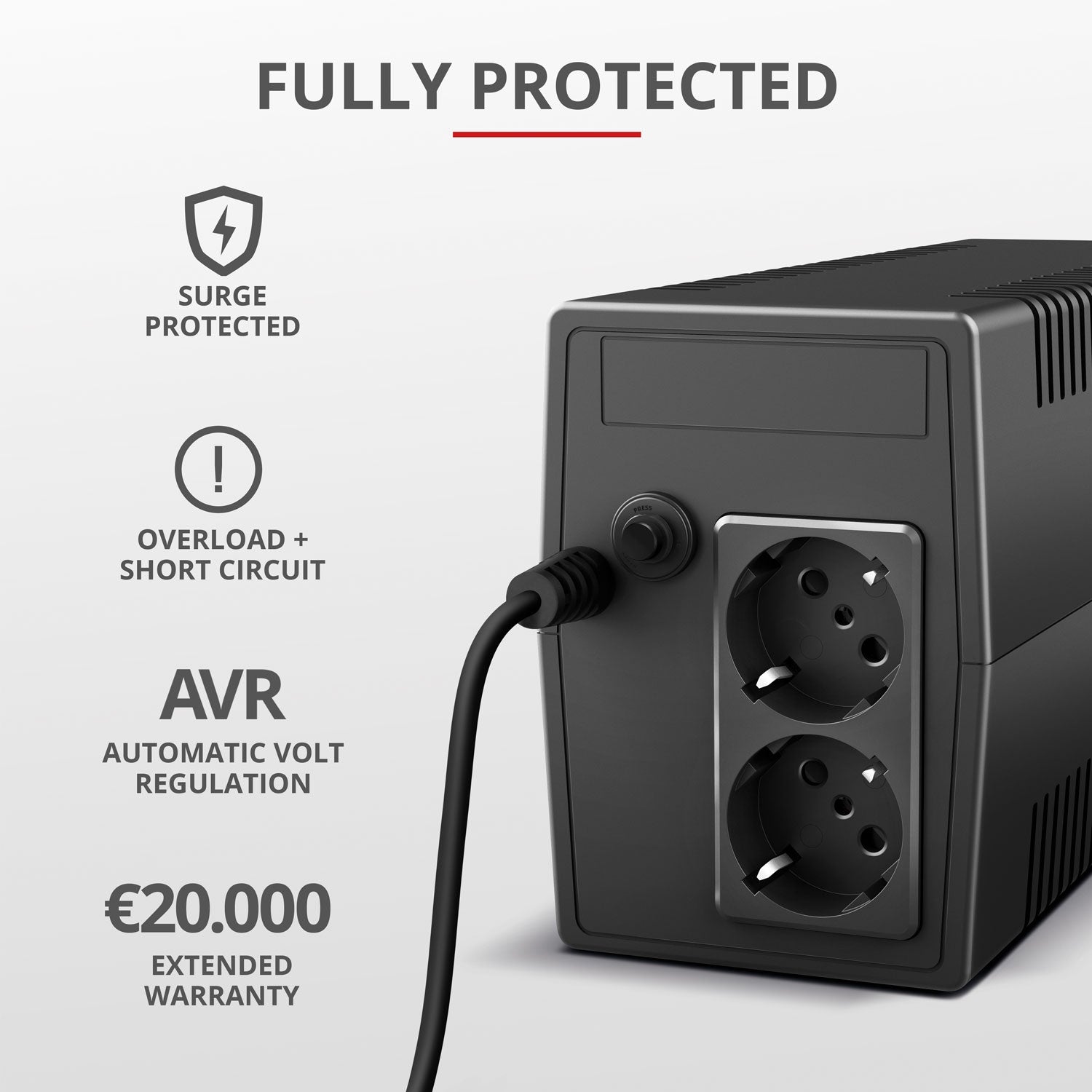 Paxxon 800VA UPS 2 sockets Schuko