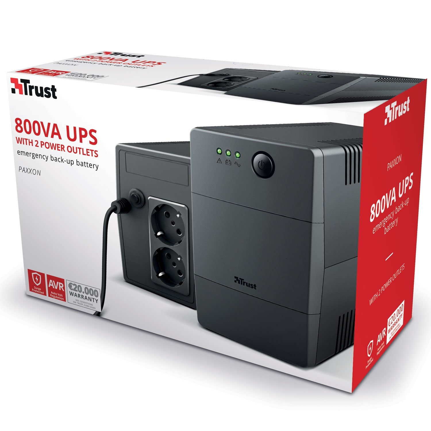 Paxxon 800VA UPS 2 sockets Schuko