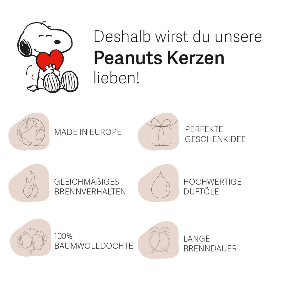 Peanuts Scented Candle – Glass Jar, Calming Aroma
