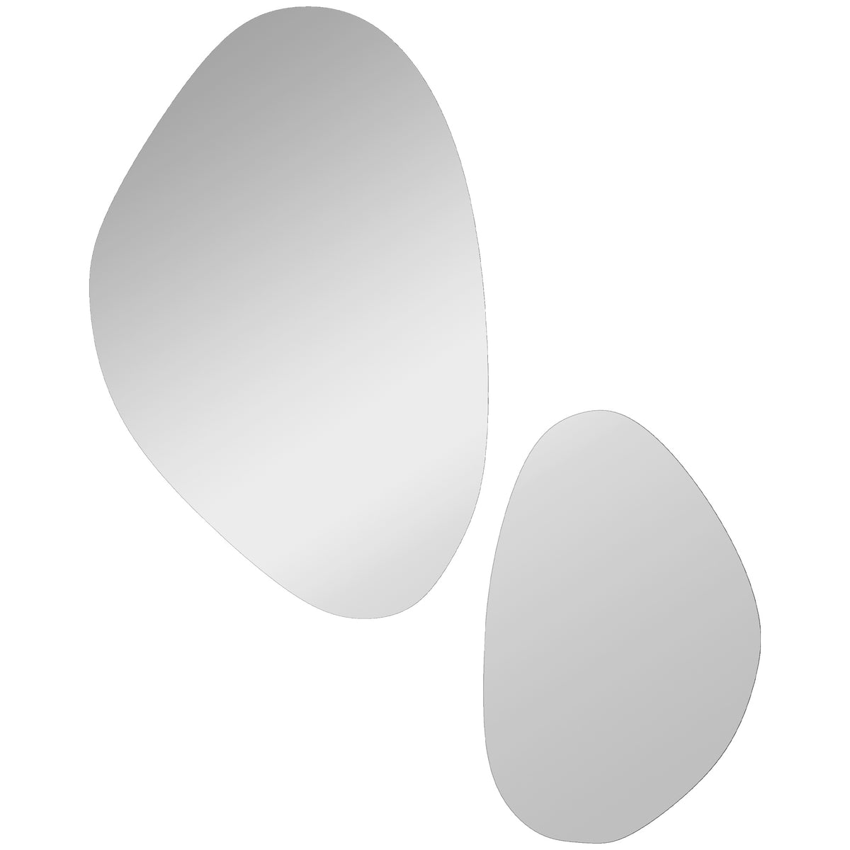 Pebble-Shaped Wall Mirror Set, Black Metal Frame