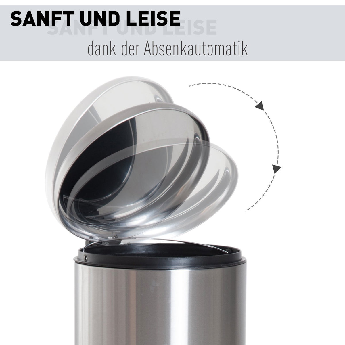 Pedal Bin 30L Pedal Bin With Inner Bin And Hinged Lid, Stainless Steel, Hygienic, Silver