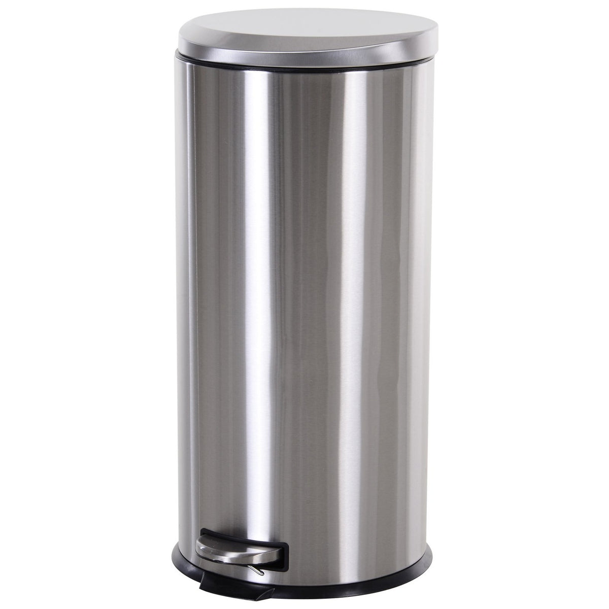 Pedal Bin 30L Waste Bin With Inner Bin, Soft Closing, Stainless Steel, Silver, Ø29.2Xh62.5 Cm