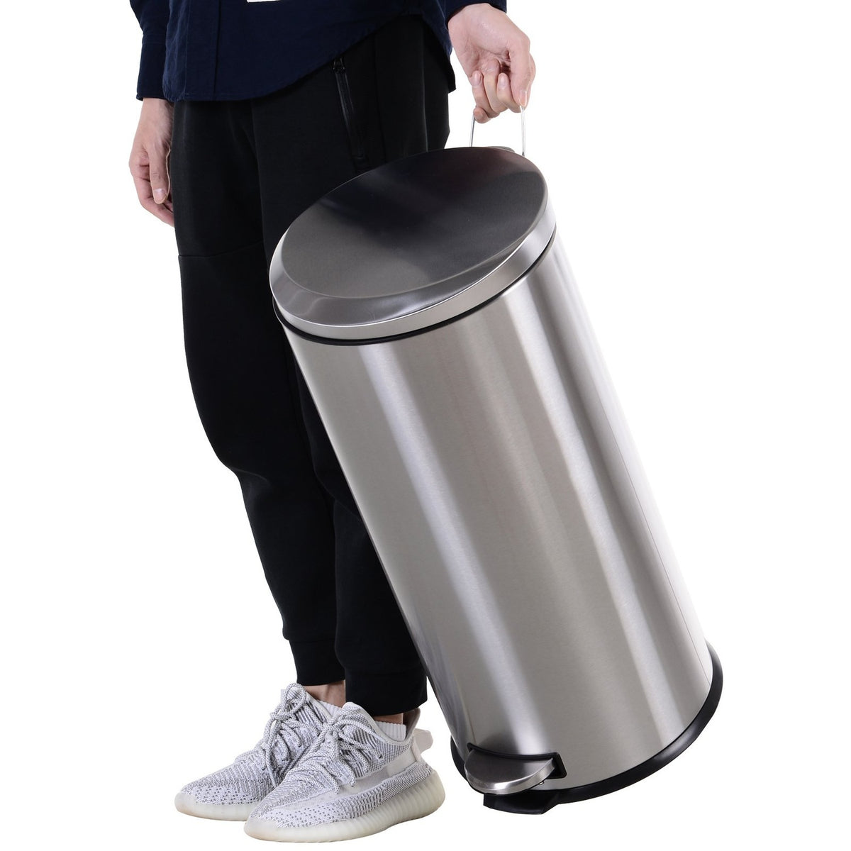 Pedal Bin 30L Waste Bin With Inner Bin, Soft Closing, Stainless Steel, Silver, Ø29.2Xh62.5 Cm