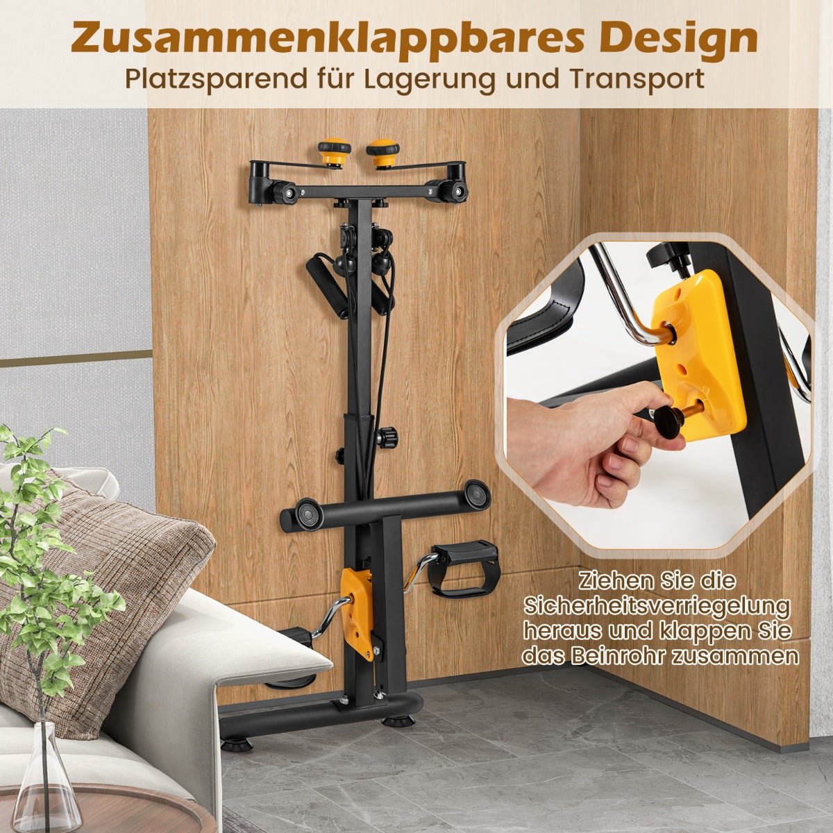 Pedal Exerciser with Adjustable Handle, Foldable, 4 Modes