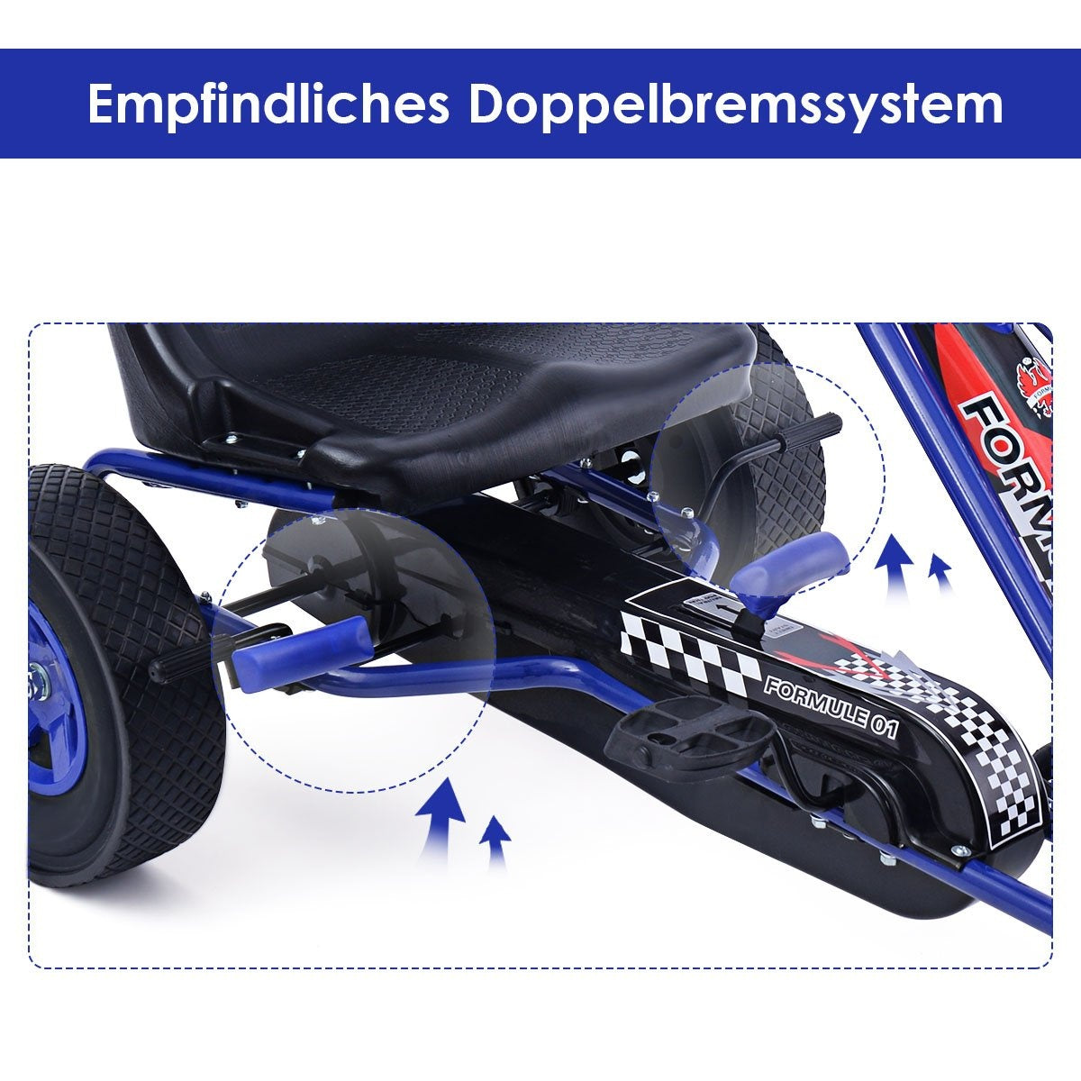 Pedal Gokart Racing Children's Car Pedal Vehicle Pedal Car Gocart Outside Seat Blue