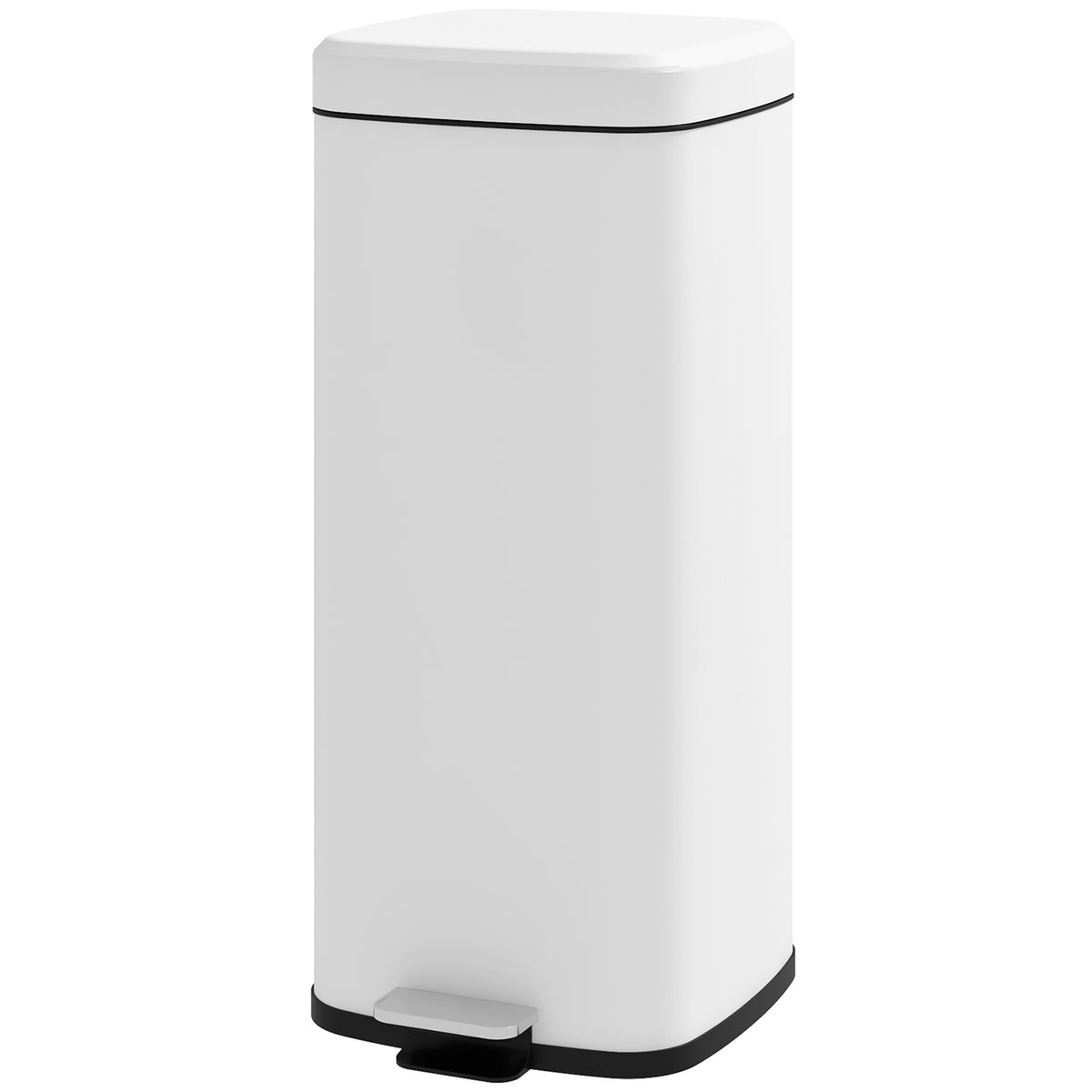 Pedal bin 30L cosmetic bin with lid and foot pedal, metal waste bin with inner bin for living room and office, 28 x 35 x 63.5 cm