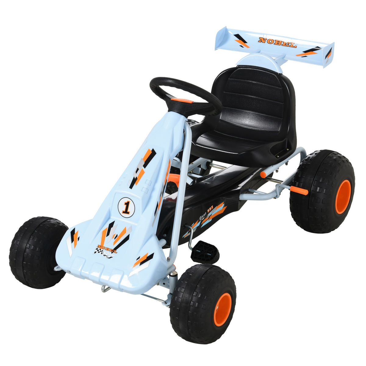 Pedal go-kart pedal vehicle from 3 years with adjustable seat, steel, light blue, 97x66x59cm