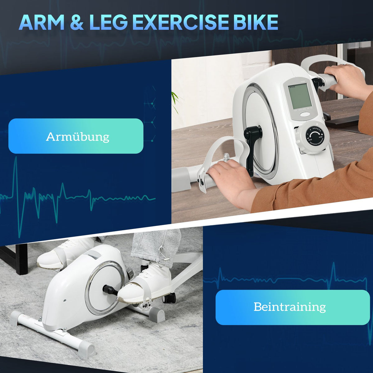 Pedal trainer mini exercise bike for seniors with 8 adjustable magnetic resistance & LCD display arm and leg trainer fitness bike for home training device
