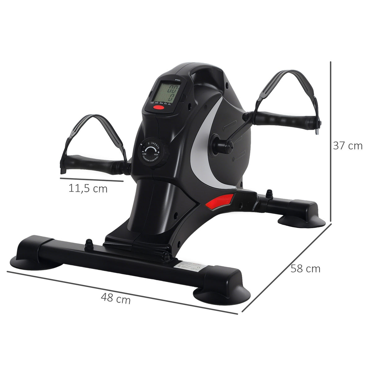 Pedal trainer quiet mini exercise bike with 8 levels magnetic resistance LCD display portable leg trainer with non-slip mat seniors arm and leg training pedal trainer for home black
