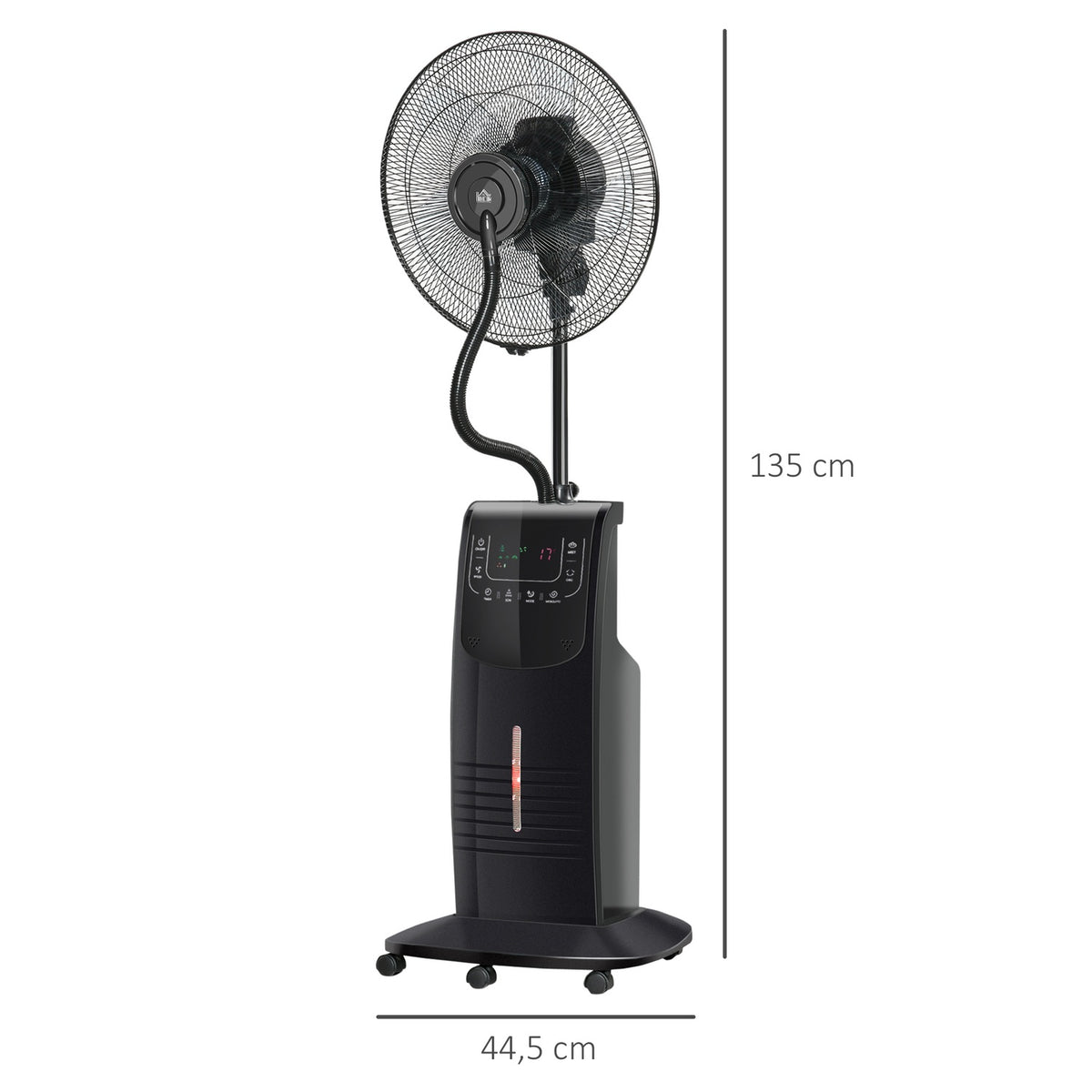 Pedestal Fan With Water Atomizer 3.1L, 3 Modes, Mist Function, Adjustable Tilt Angle, Steel, Black, Height 135Cm