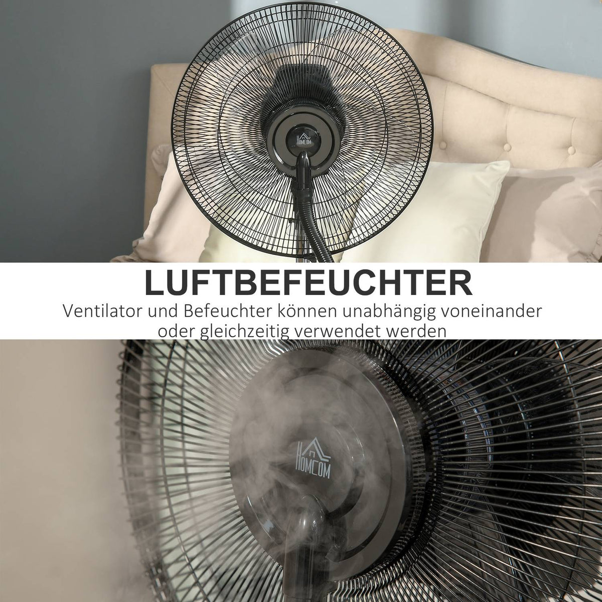 Pedestal Fan With Water Atomizer 3.1L, 3 Modes, Mist Function, Adjustable Tilt Angle, Steel, Black, Height 135Cm