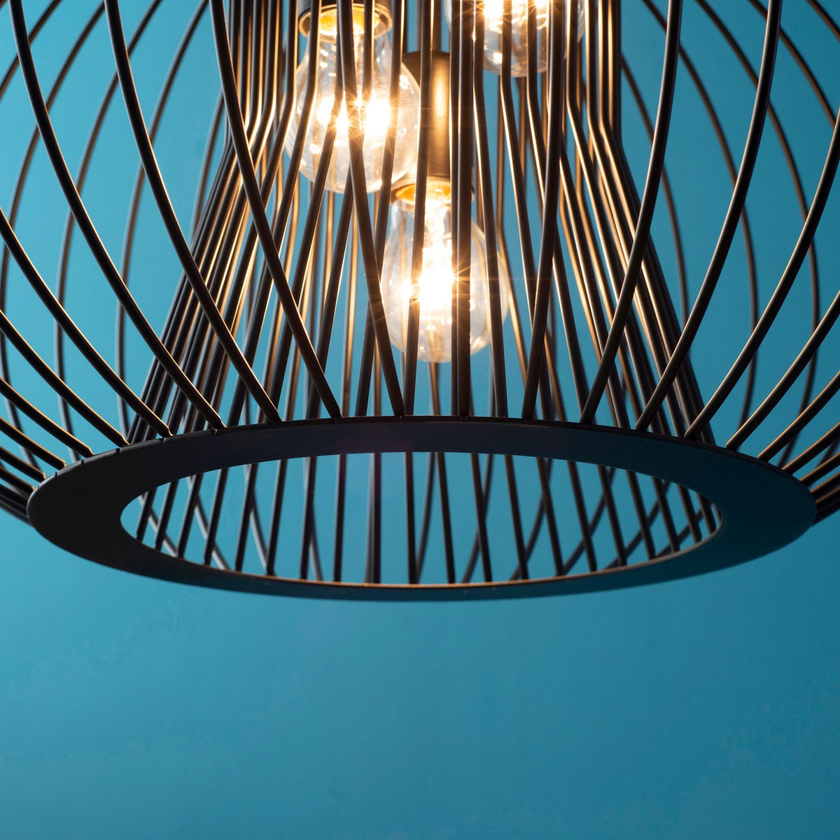 Pendant Light Industrial Style, Ball Pendant, E27, Adjustable Length, Metal, Black, Ø50 X 150 Cm
