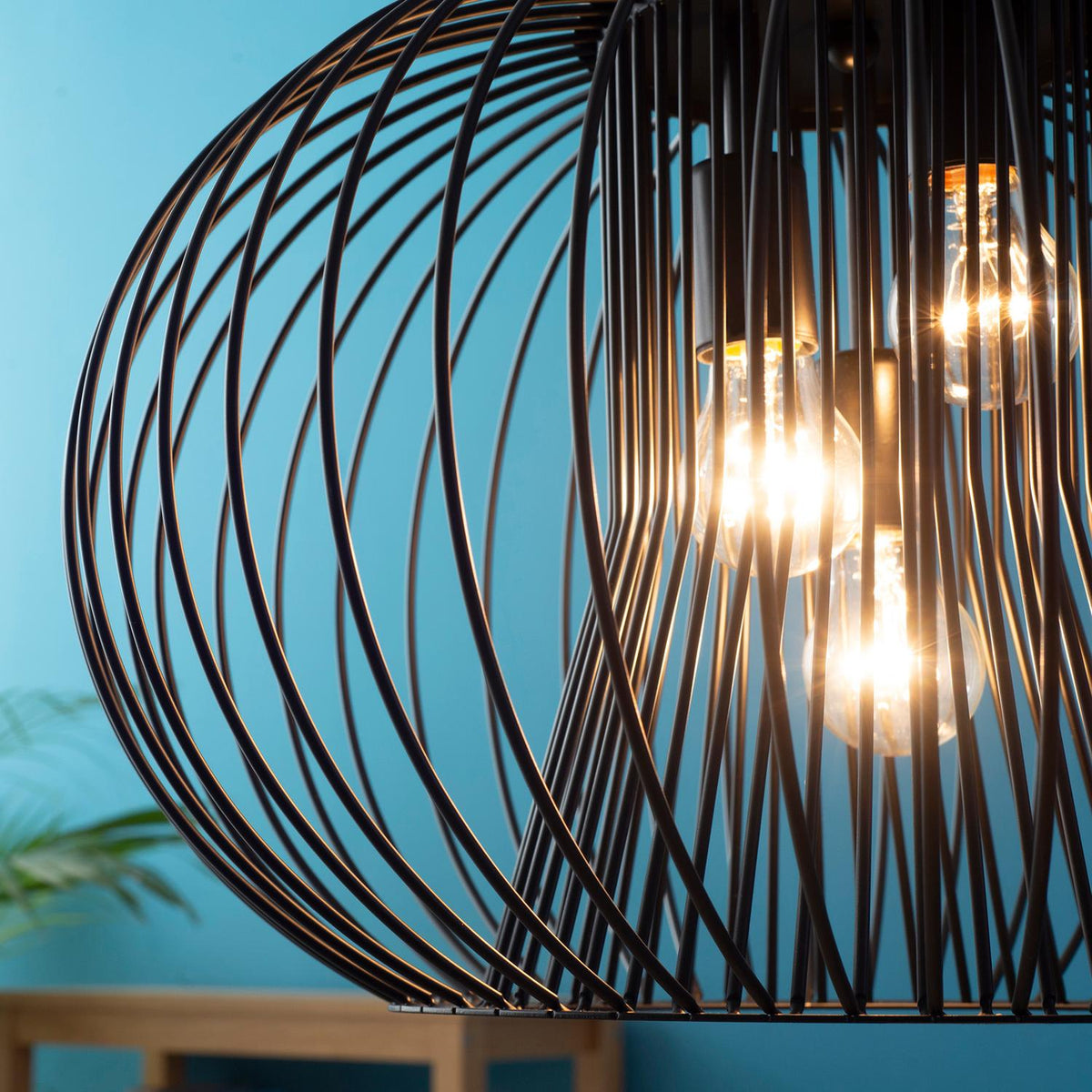 Pendant Light Industrial Style, Ball Pendant, E27, Adjustable Length, Metal, Black, Ø50 X 150 Cm