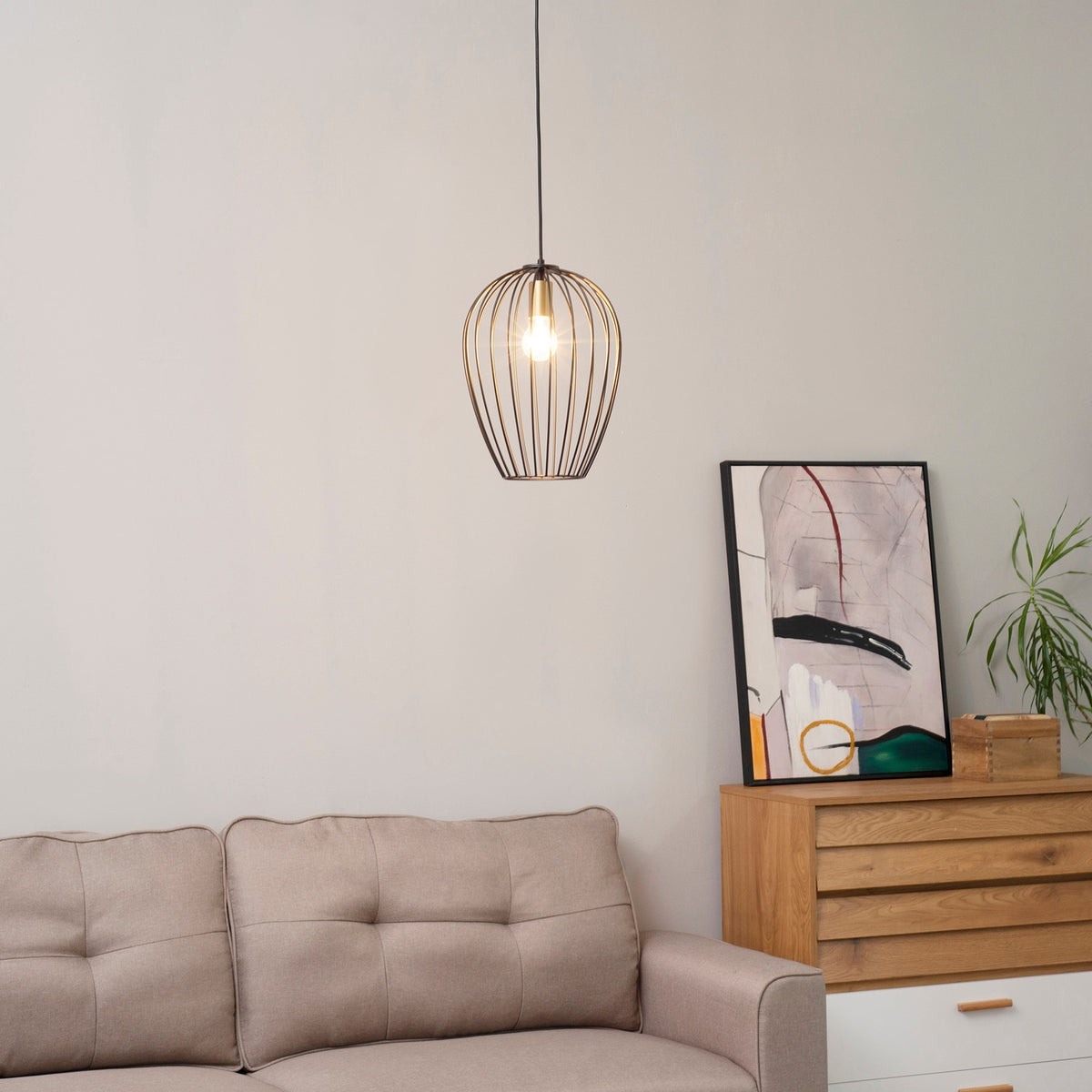 Pendant Light, Modern Hanging Light For Office, Living Room, Dining Room, Metal, Black, Ø26 X 130 Cm