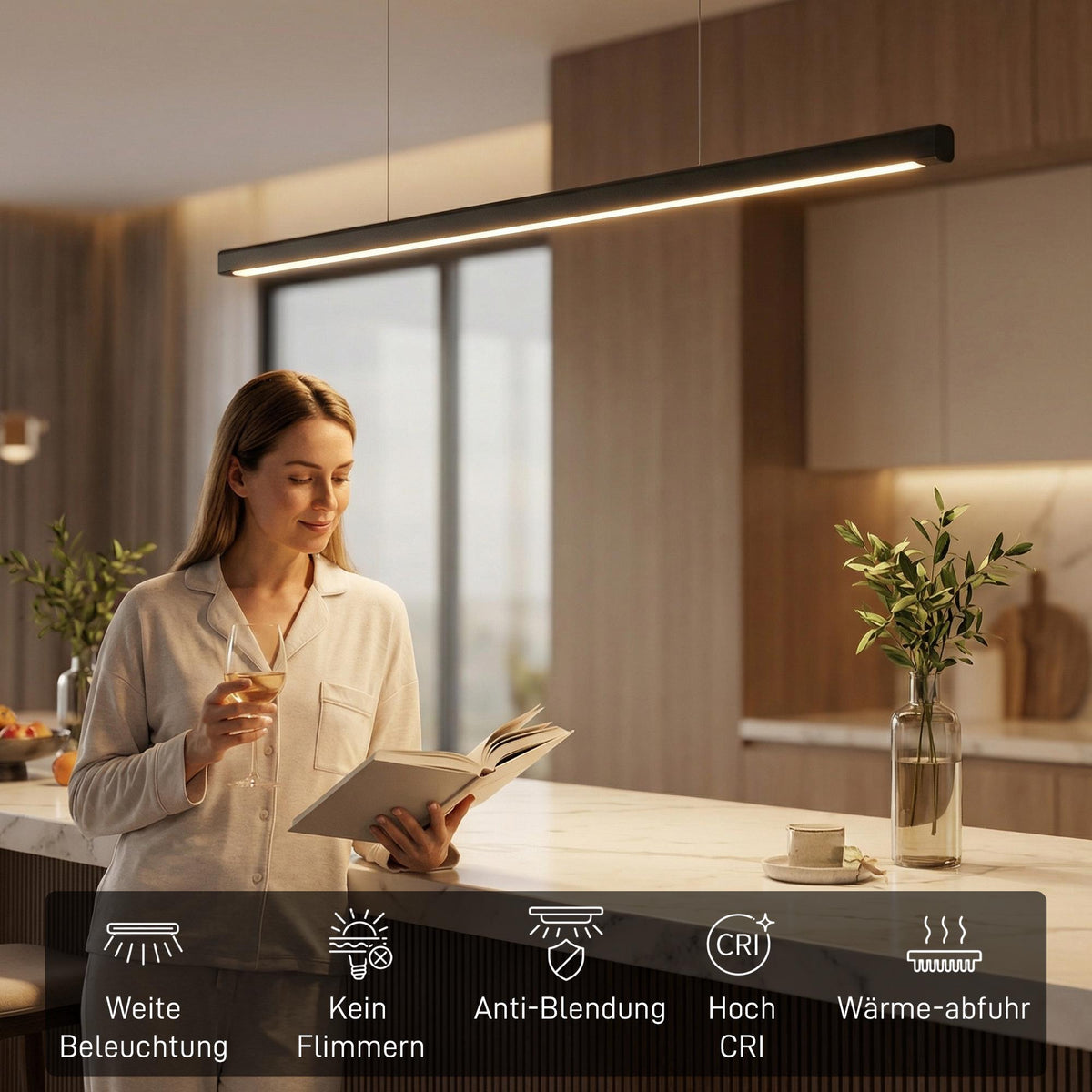Pendant Light with Remote, Dimmable, Adjustable Color Temp