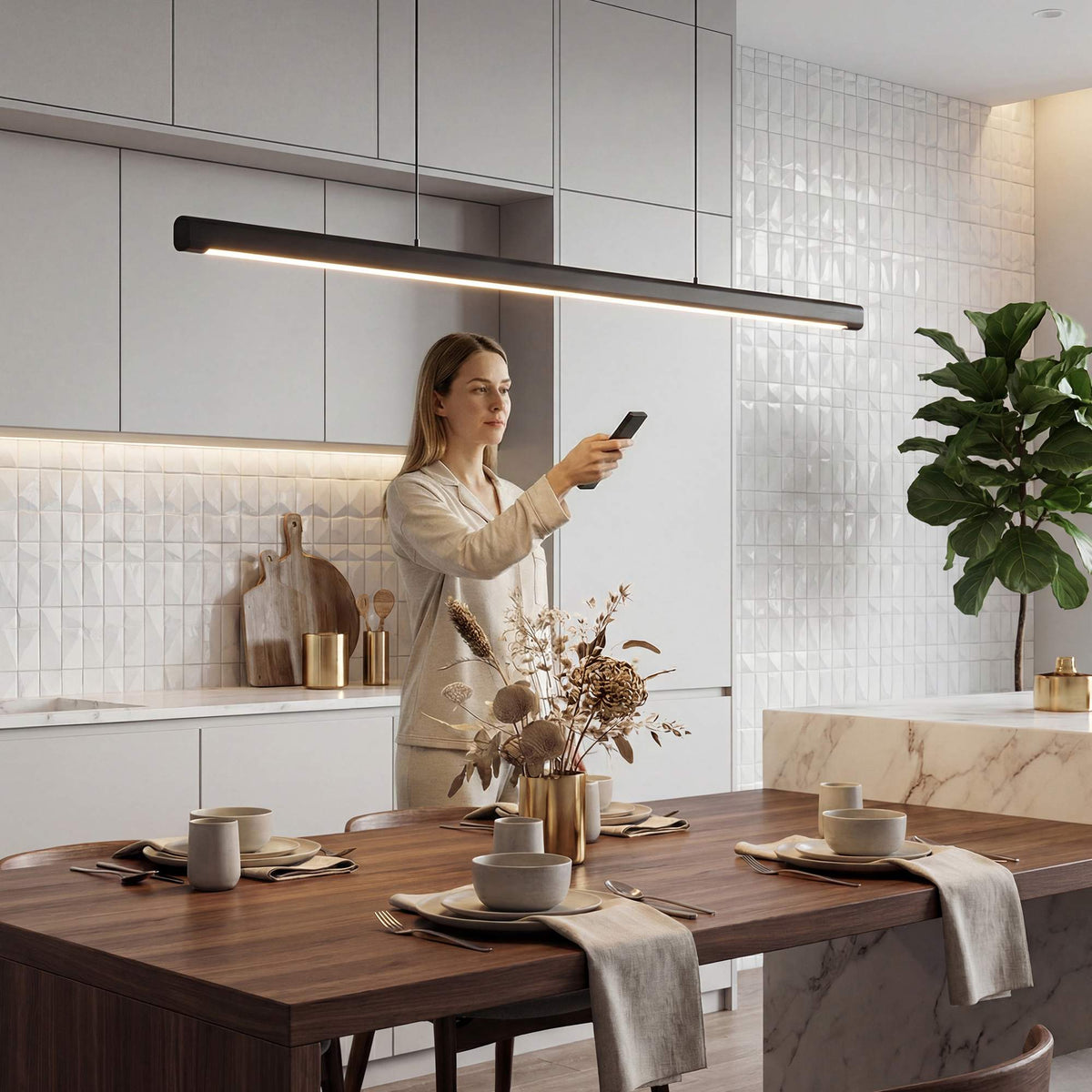 Pendant Light with Remote, Dimmable, Adjustable Color Temp