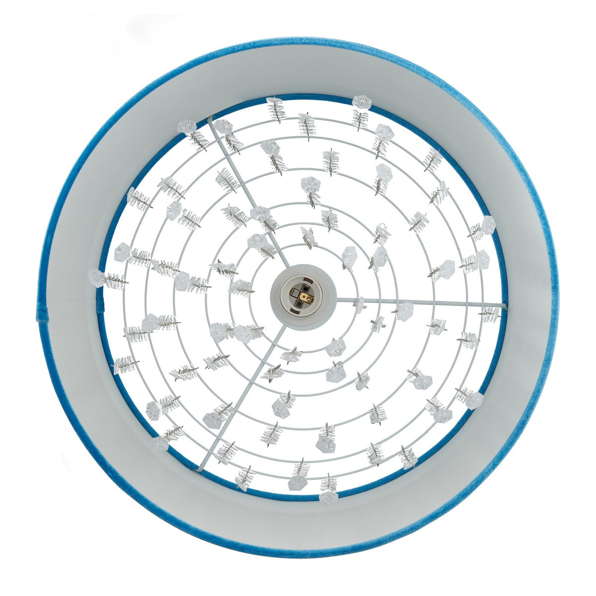 Pendant lamp in crystal with shade in velvet