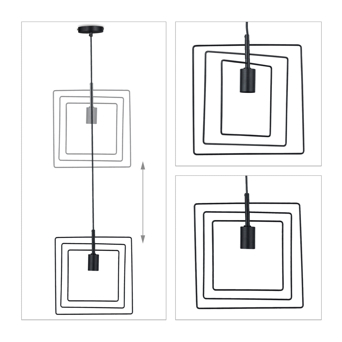 Pendant lamp square black