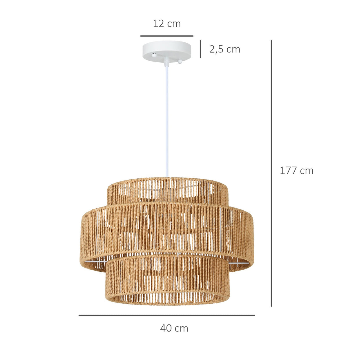 Pendant light hanging lamp with E27 socket, boho style, hanging light ceiling lamp with lampshade made of hemp rope for kitchen, dining room, light brown |