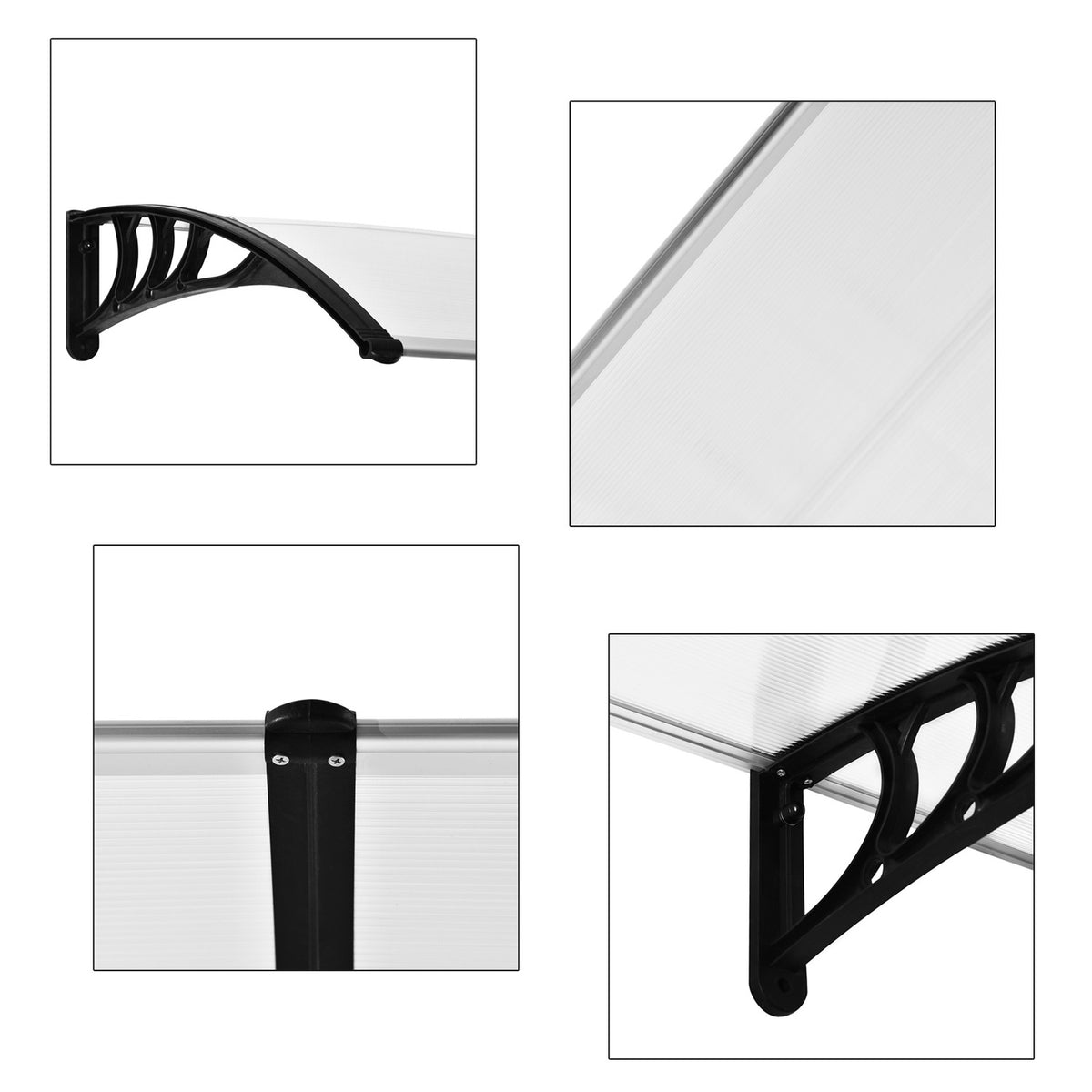 Pent Canopy Canopy For Front Door 75X195X23 Cm Canopy 5Mm Polycarbonate Sun Protection Rain Protection For Outside Aluminum Transparent