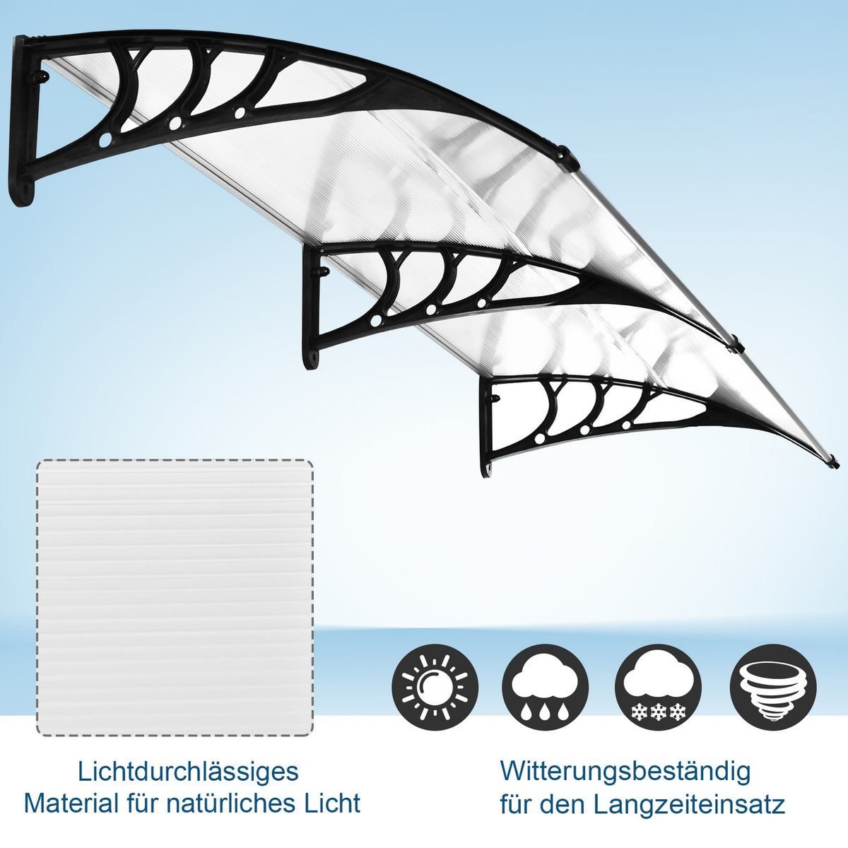 Pent Canopy Canopy For Front Door 75X195X23 Cm Canopy 5Mm Polycarbonate Sun Protection Rain Protection For Outside Aluminum Transparent