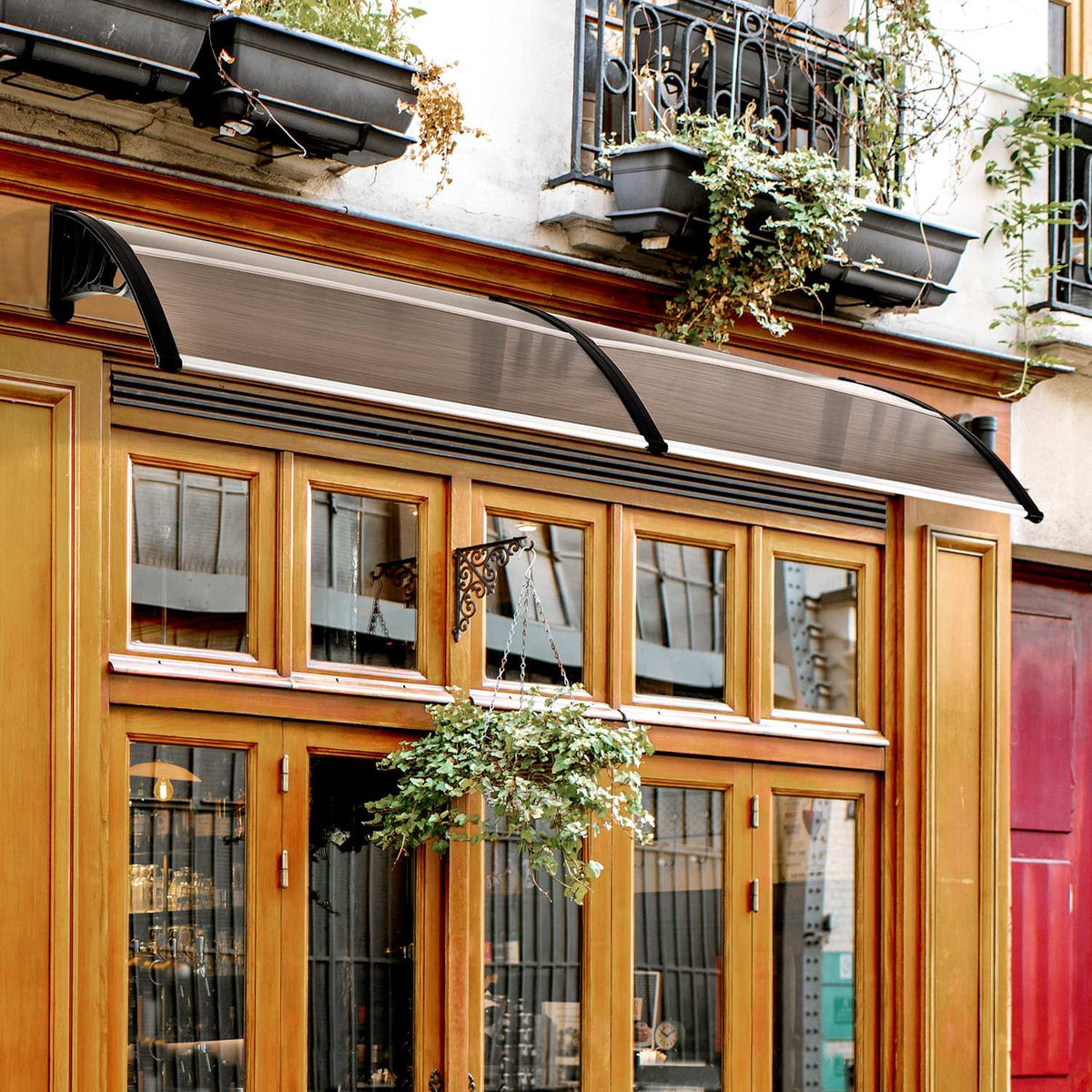 Pent Canopy Canopy For Front Door, Polycarbonate Canopy, Sun Protection, Rain Protection, Brown, 75X195X23Cm