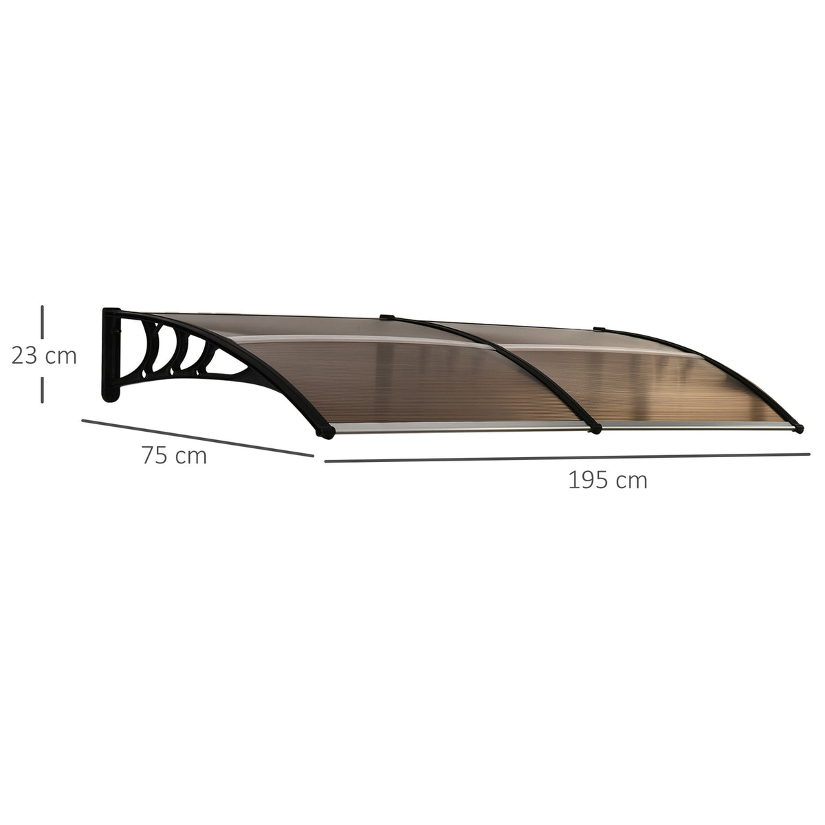 Pent Canopy Canopy For Front Door, Polycarbonate Canopy, Sun Protection, Rain Protection, Brown, 75X195X23Cm