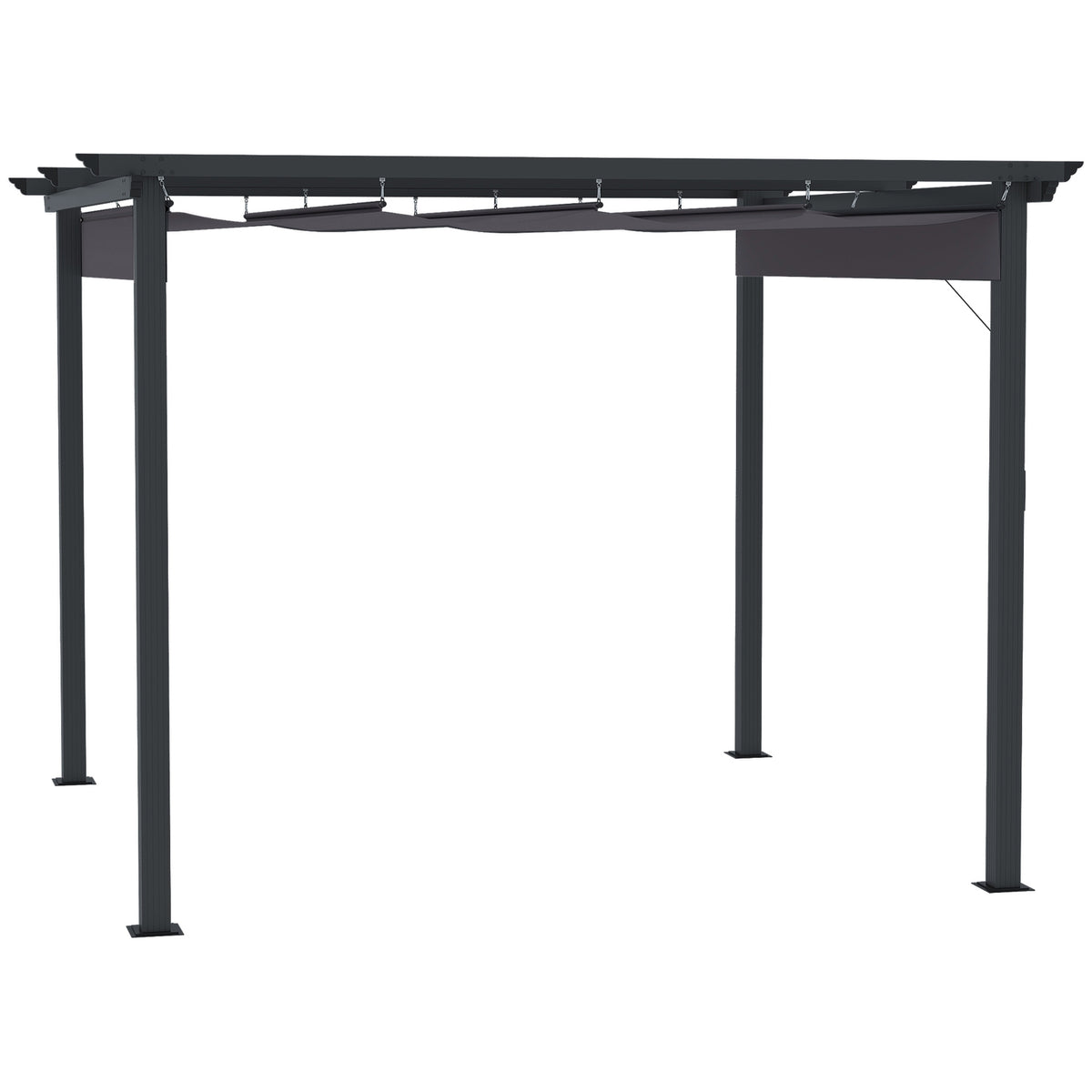 Pergola 2.95 X 2.95 M Gazebo Patio Canopy With Sliding Roof Aluminum Polyester Gray