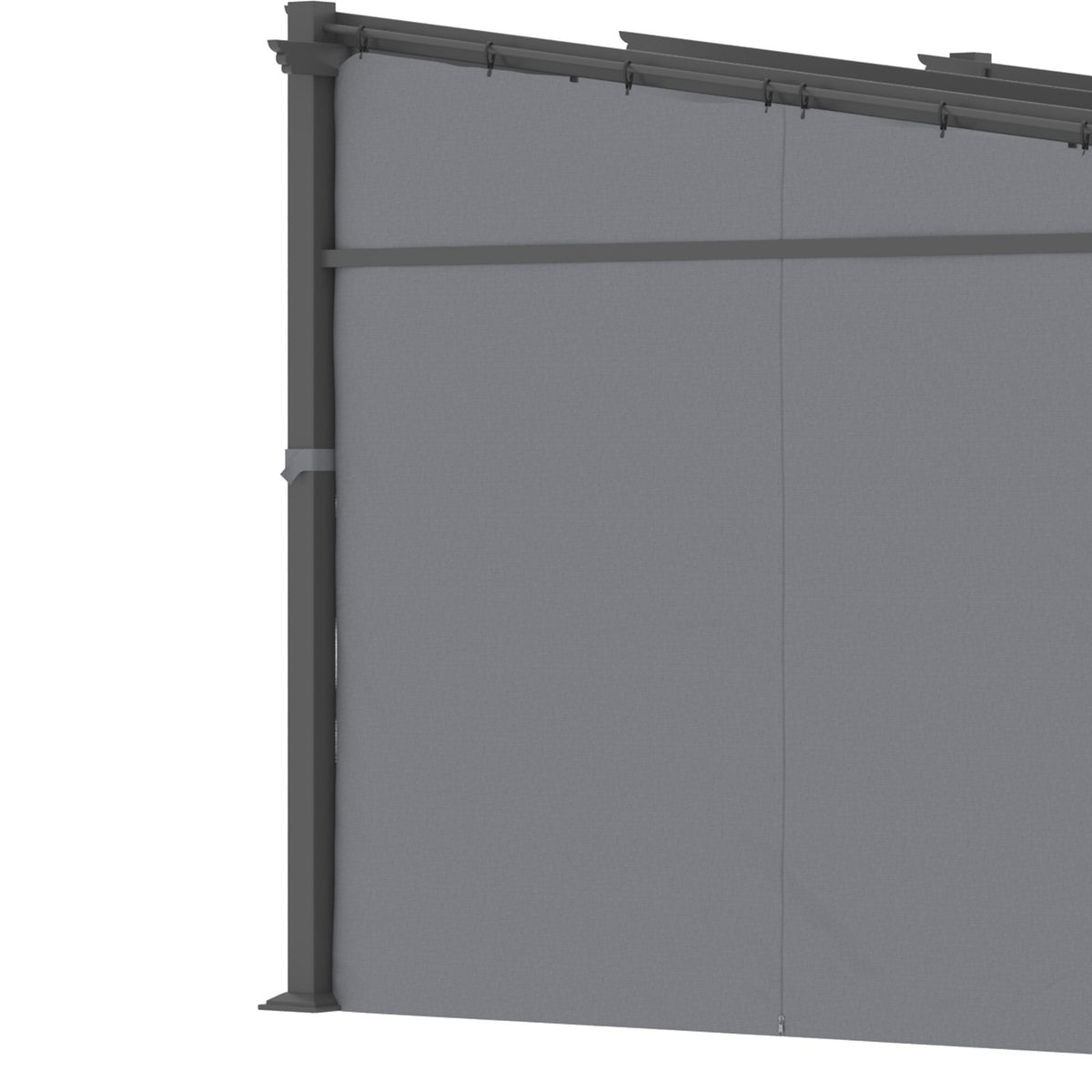 Pergola 2.97X2.95M Water-Repellent Gazebo With Sun Canopy & Side Panels, Polyester, Dark Gray
