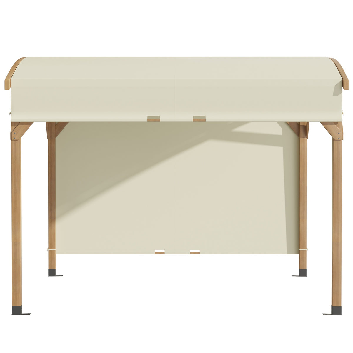 Pergola 3.2 X 3.08M Garden Gazebo Patio Canopy With Retractable Roof Uv Protection With Side Wall Solid Wood Cream