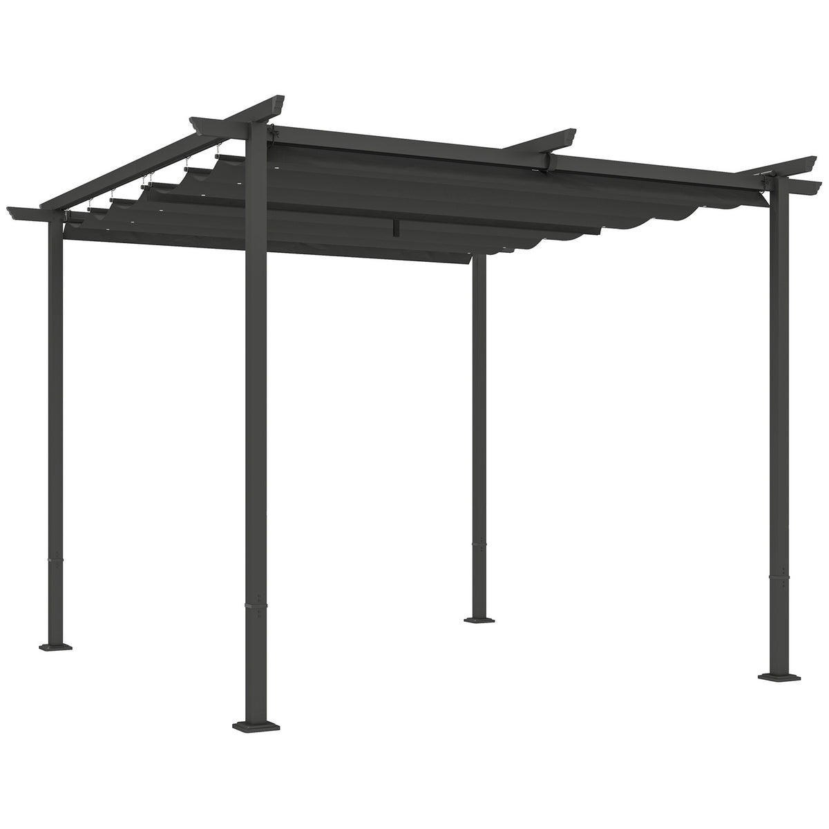 Pergola 3x3m garden pavilion patio roof made of metal, garden pavilion with adjustable roof, UV protection 30+ free-standing sun protection for terrace and garden, dark gray