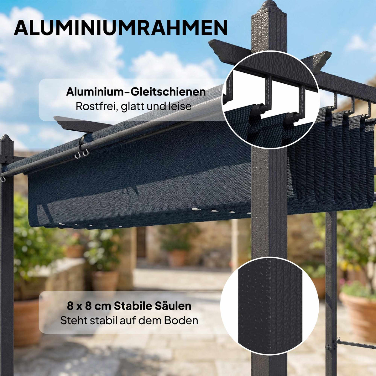 Pergola 3x4m with Retractable Roof & UV50+ Aluminum Frame