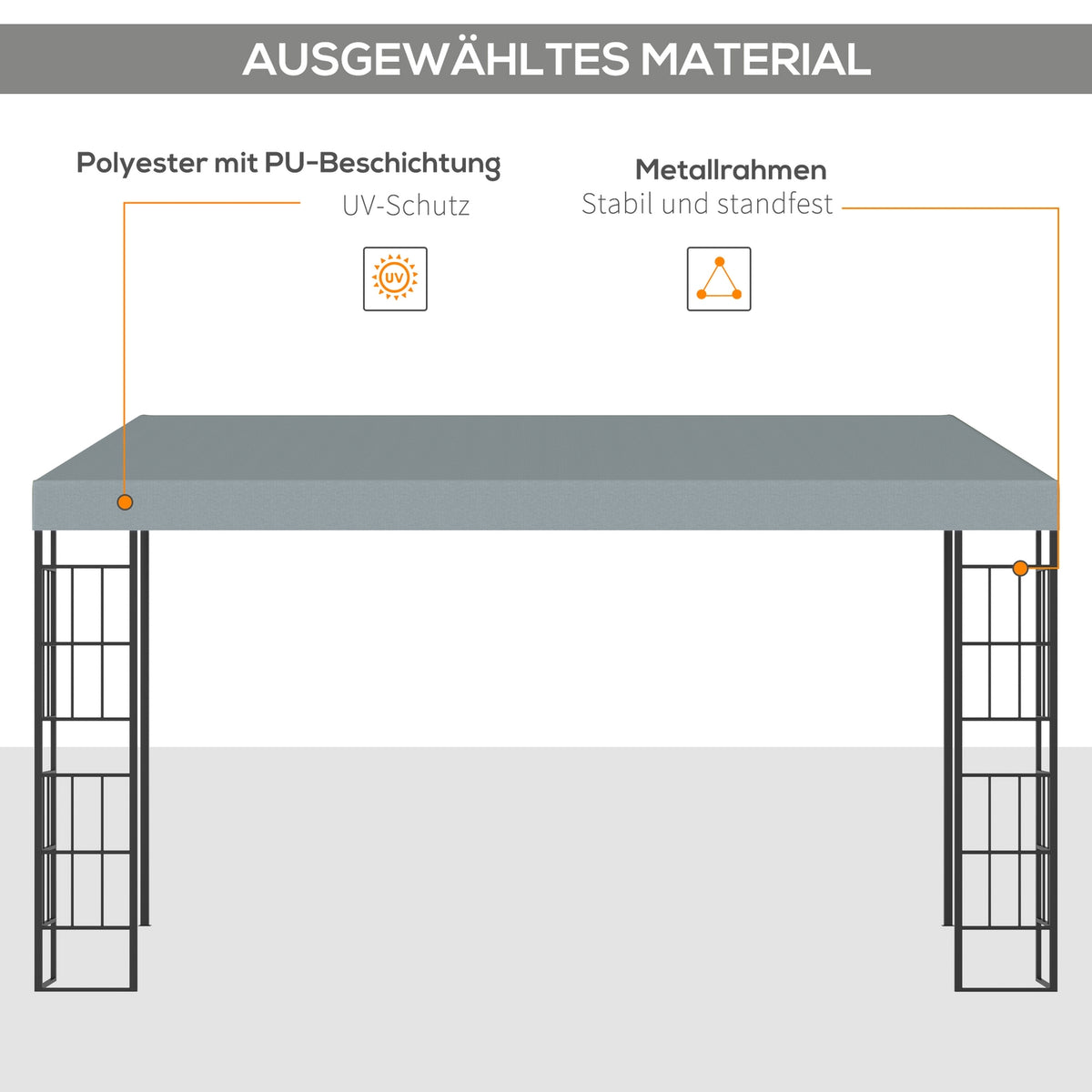 Pergola 4 X 3 M Garden Gazebo Gazebo Canopy Tent Metal Polyester Grey