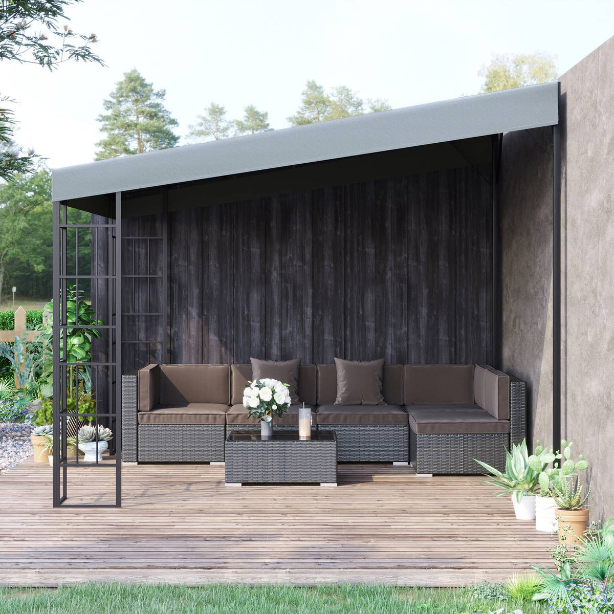 Pergola 4 X 3 M Garden Gazebo Gazebo Canopy Tent Metal Polyester Grey