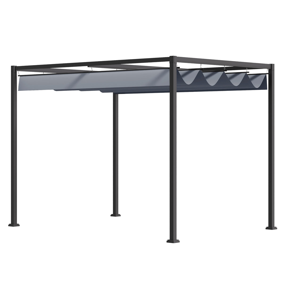 Pergola 4x3m Garden Pavilion, Patio Roofing Made of Steel, Garden Pavilion with Adjustable Roof, Freestanding, Sun Protection for Patio and Garden, Dark Gray