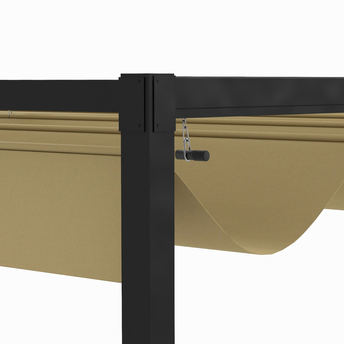 Pergola 4x3m Garden Pavilion, Patio Roofing Made of Steel, Garden Pavilion with Adjustable Roof, Freestanding, Sun Protection for Terrace and Garden, Khaki