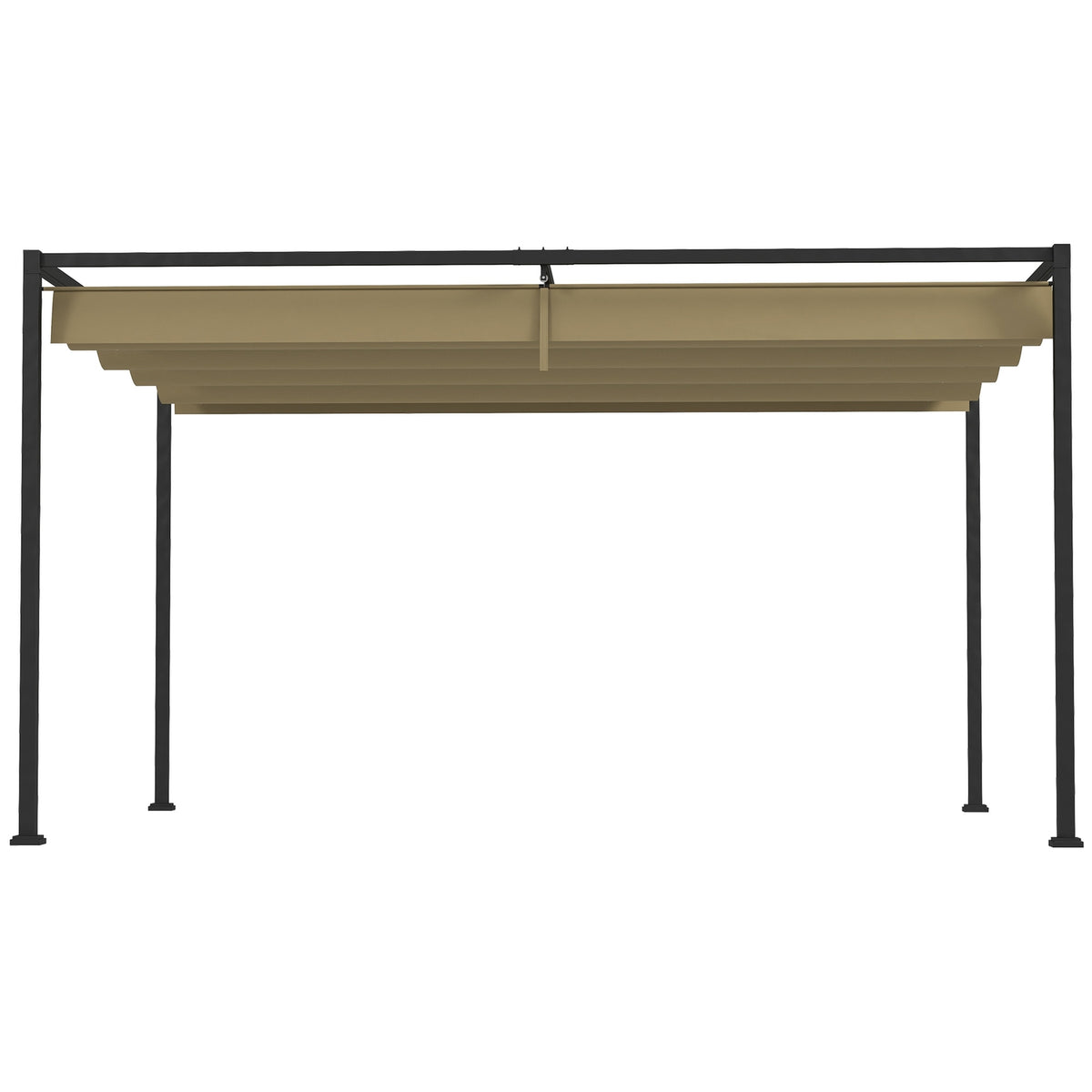 Pergola 4x3m Garden Pavilion, Patio Roofing Made of Steel, Garden Pavilion with Adjustable Roof, Freestanding, Sun Protection for Terrace and Garden, Khaki