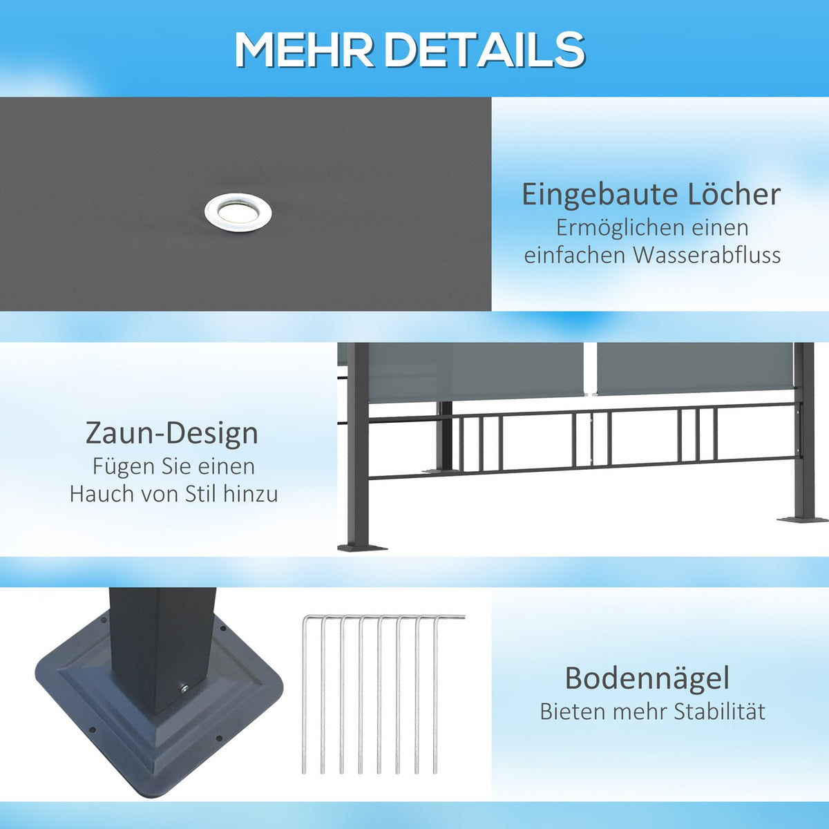 Pergola Garden Gazebo 3.9 X 2.9 M With Sun Canopy And 4 Automatic Roller Shutters Waterproof For Garden Aluminum Polyester Dark Gray