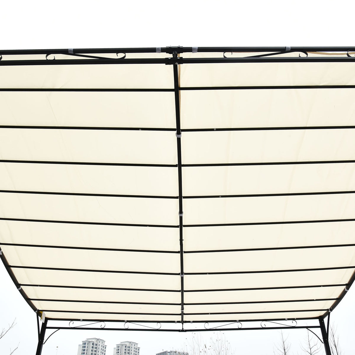 Pergola Garden Gazebo Canopy Tent Metal, Cream, 297X297Cm