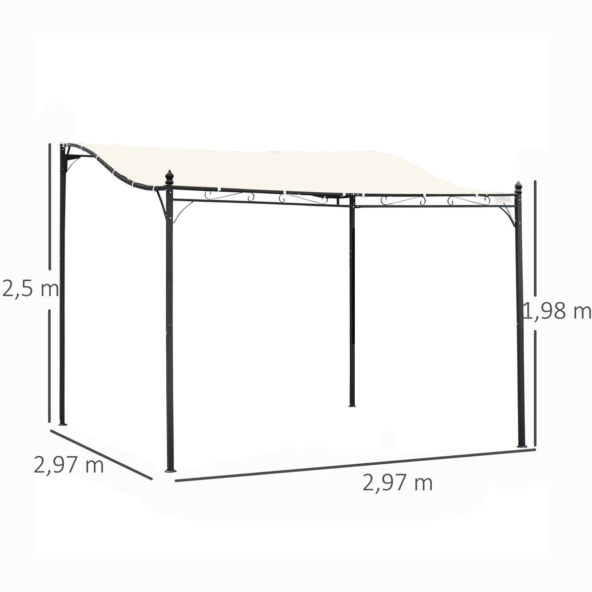 Pergola Garden Gazebo Canopy Tent Metal, Cream, 297X297Cm