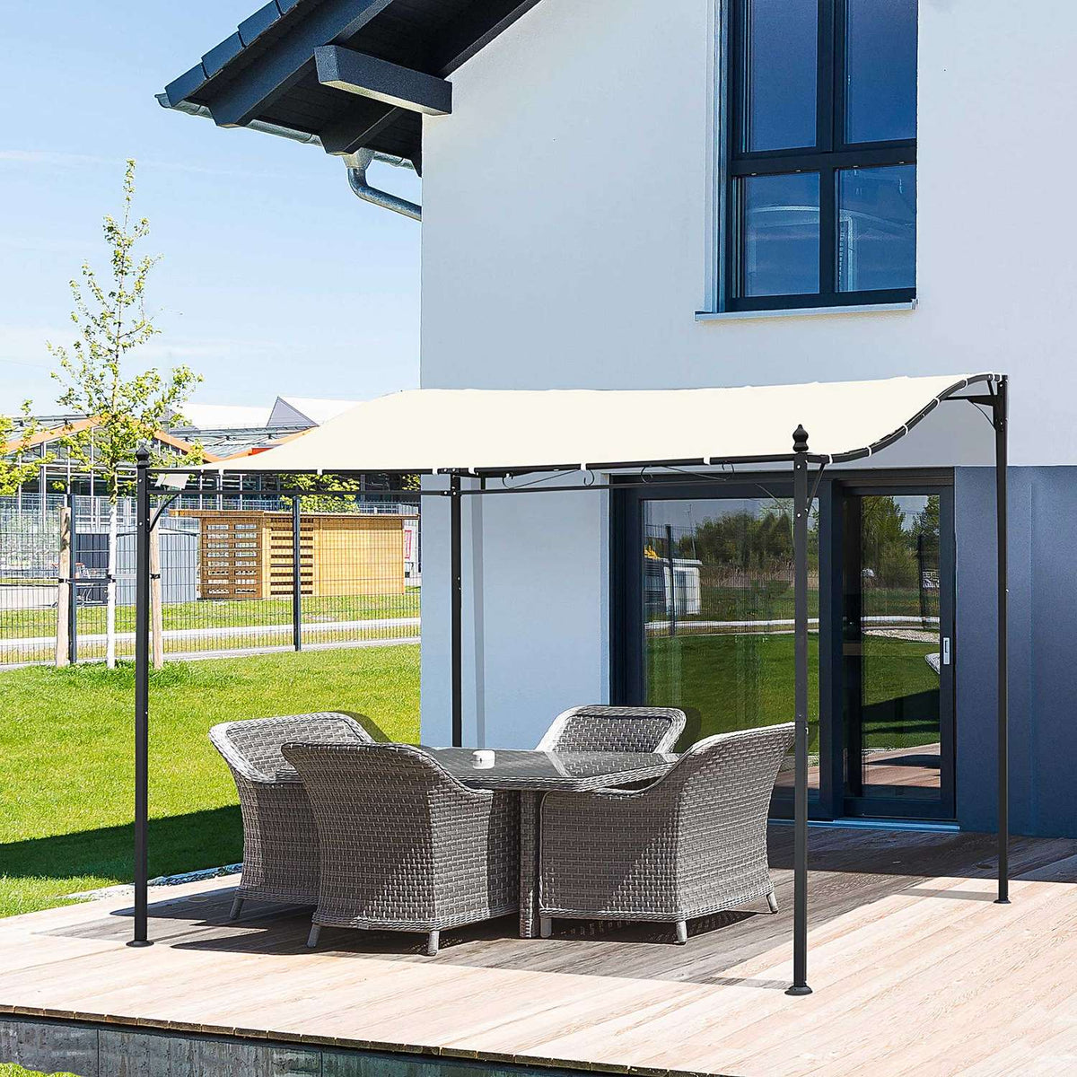Pergola Garden Gazebo Canopy Tent Metal, Cream, 297X297Cm