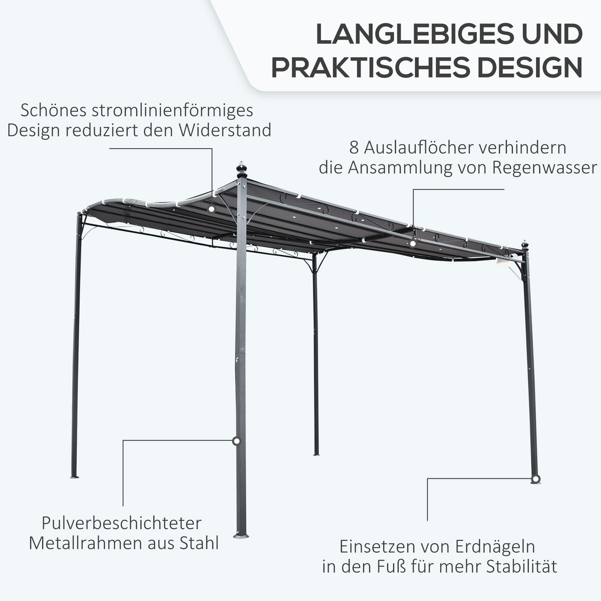 Pergola Garden Gazebo Gazebo Canopy Tent Metal Gray 297X297Cm