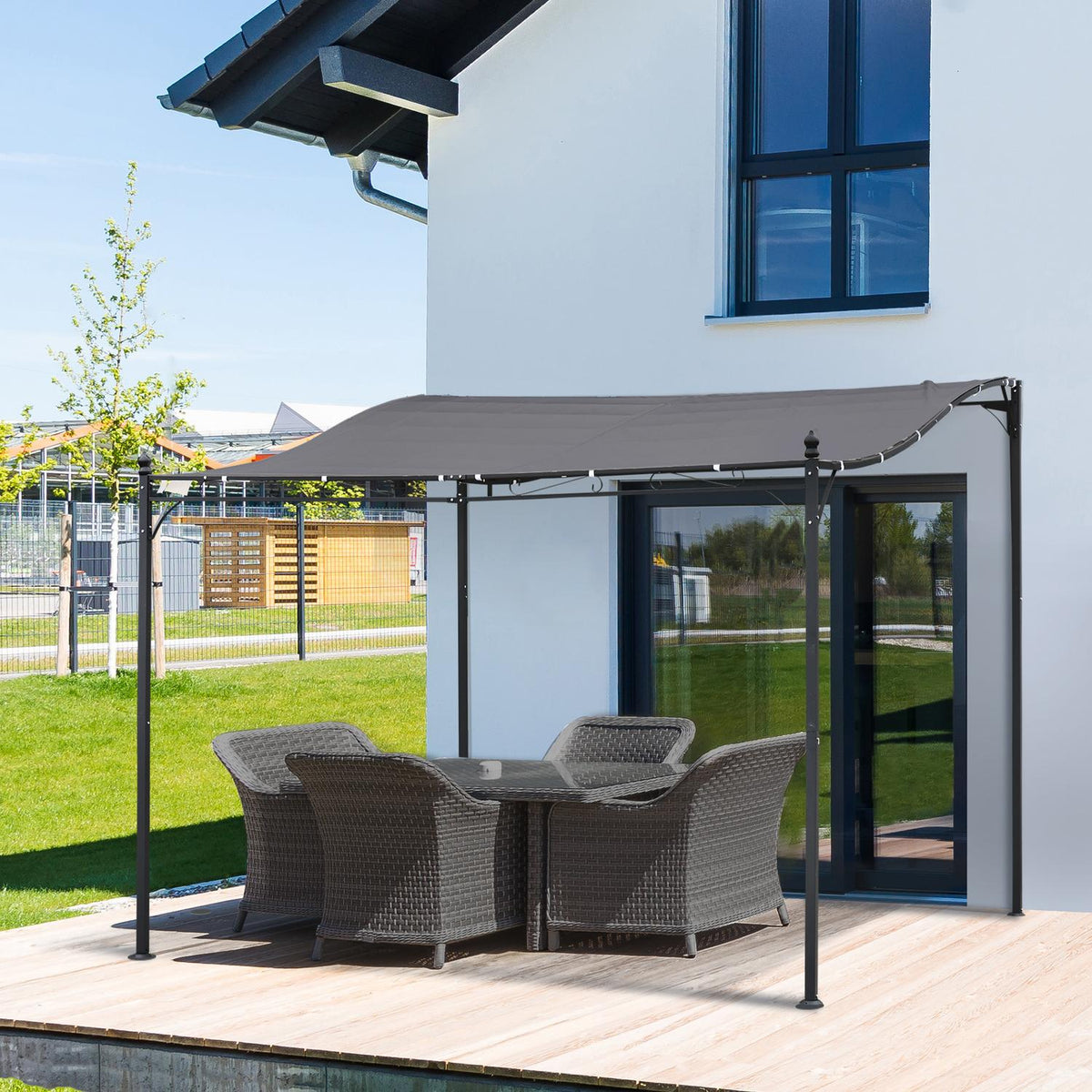 Pergola Garden Gazebo Gazebo Canopy Tent Metal Gray 297X297Cm