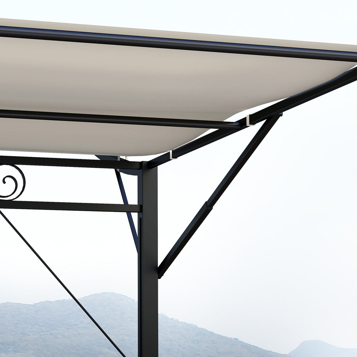 Pergola Gazebo 3x2.5m Steel Water-Repellent Sun Protection with Adjustable Roof Wall Mounted Garden Gazebo Freestanding Patio Canopy Canopy for Garden Balcony Cream White
