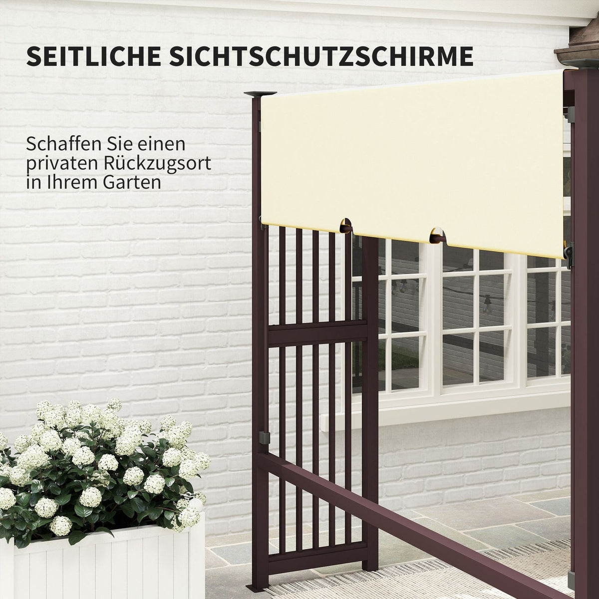 Pergola Gazebo 3x2.5m UV 30+Stable Winterproof Sun Protection with Adjustable Sliding Roof Privacy Screen Planters Freestanding Garden Gazebo Patio Canopy for Garden Balcony Dark Brown |