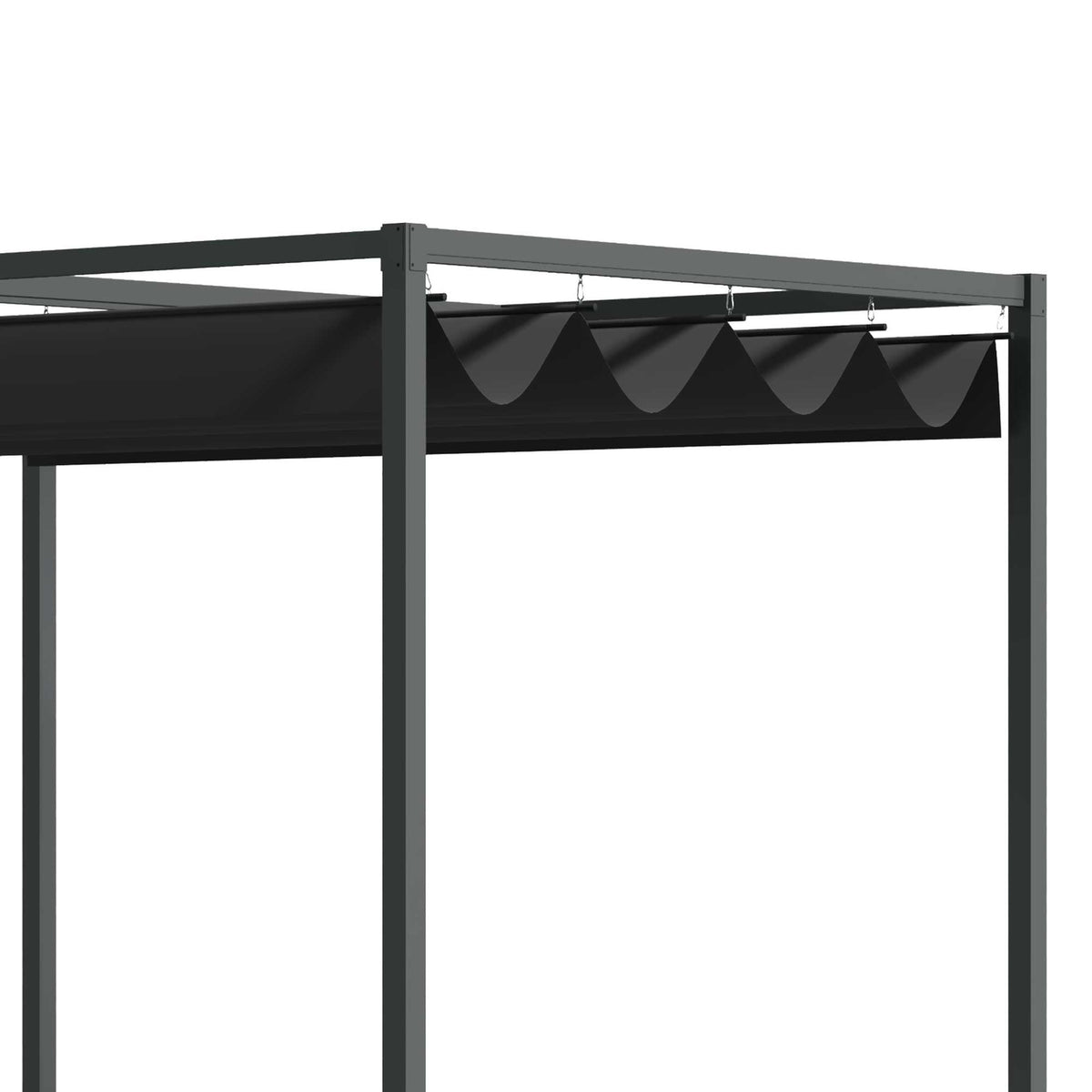 Pergola Gazebo Patio Canopy With Sliding Roof, Polyester, Black+Grey, 298X213X221Cm