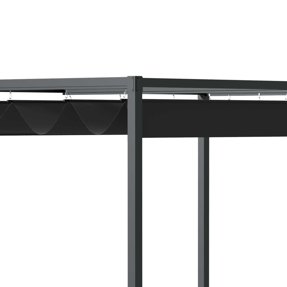 Pergola Gazebo Patio Canopy With Sliding Roof, Polyester, Black+Grey, 298X213X221Cm